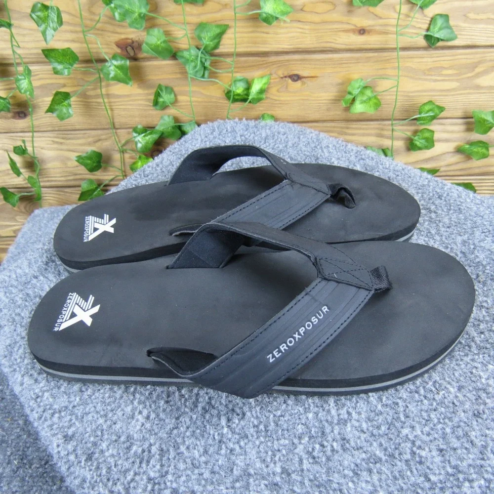 Zeroxposur Men's Black Flip Flop‎ Sandals 11 Comfortable Casual